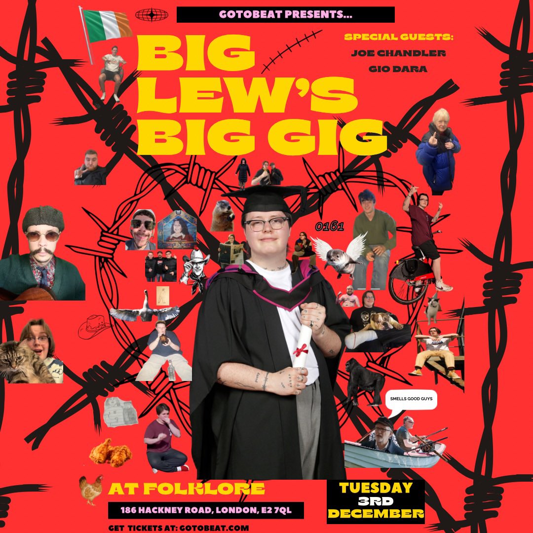 I’m playing my last headline show ever in London tomorrow night at  Folklore in Hackney and guess what? ✨YOU ARE INVITED ✨ - would really love to see you there playing all the new songs and have one big tuesday night - proper send off 🫨

gotobeat.com/gig/gotobeat-p…