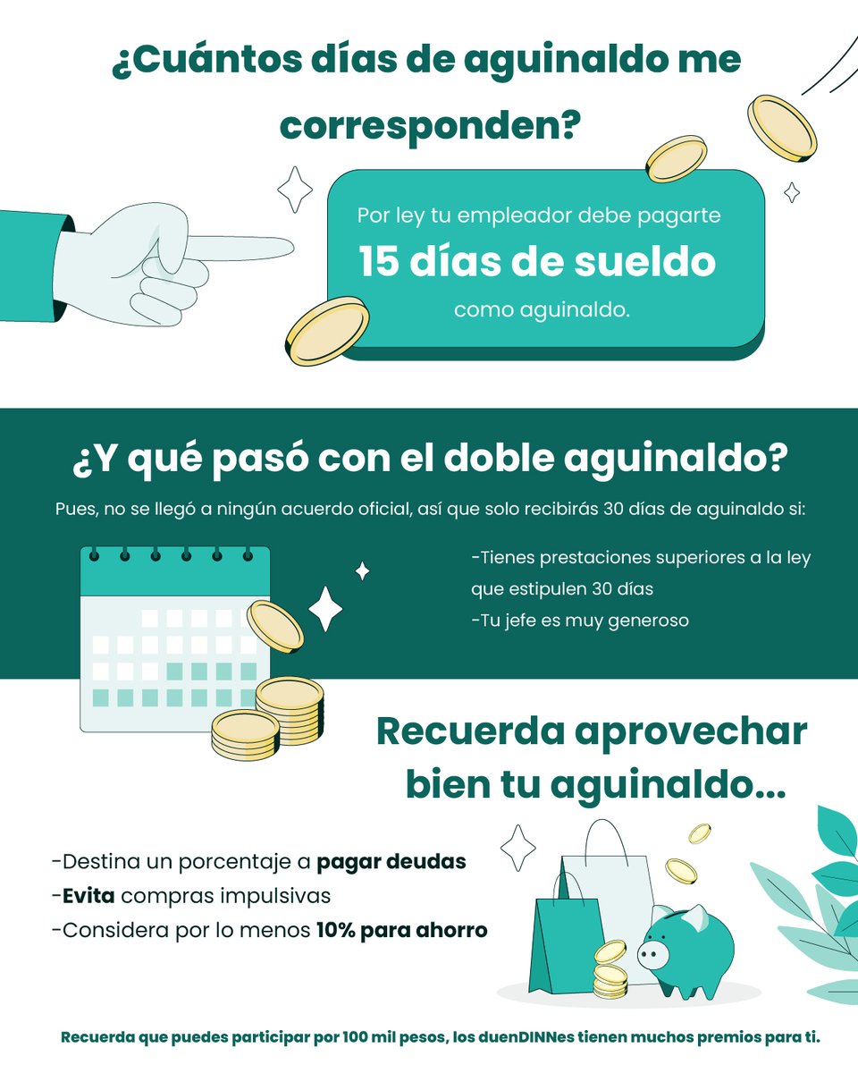 ¿30 días de aguinaldo? 🤩 A principios de año se escuchaba sobre el "doble aguinaldo", pero la realidad es que no se llegó a ningún acuerdo. 😢
Con DINN puedes ganarte un aguinaldo de $100 mil, participa en
Conoce más en ow.ly/VSjc50UhIaP