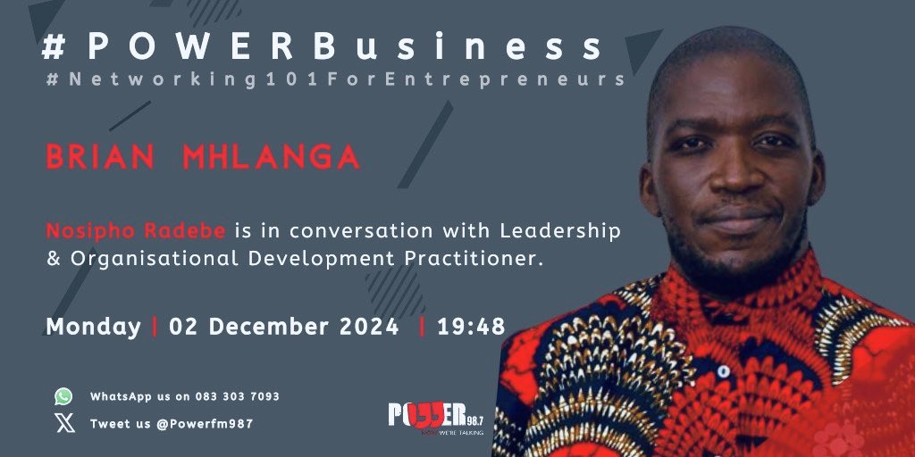 I’m in conversation with <a href="/Nosipho_Radebe/">Nosipho Radebe</a> on <a href="/Powerfm987/">POWER 98.7</a> . Tune in!