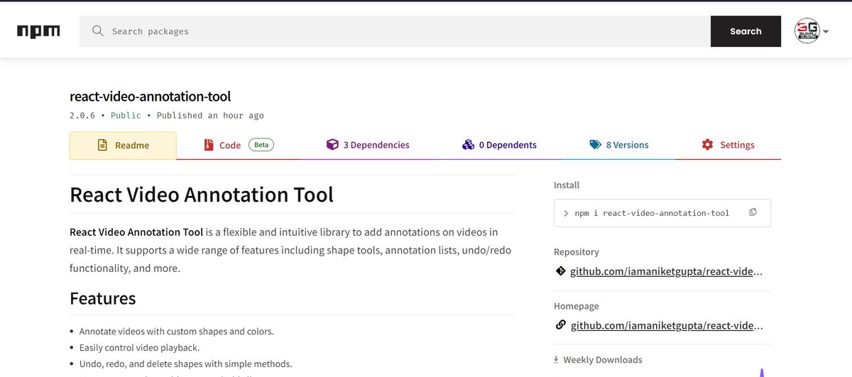 surajgsn07's tweet image. Presenting React Video Annotation Tool – a new, dynamic, and user-friendly library for annotating videos in real-time. Elevate your video projects with precision and ease! 🎬🛠️
Package - npmjs.com/package/react-…

#React #VideoAnnotation #OpenSource #WebDev