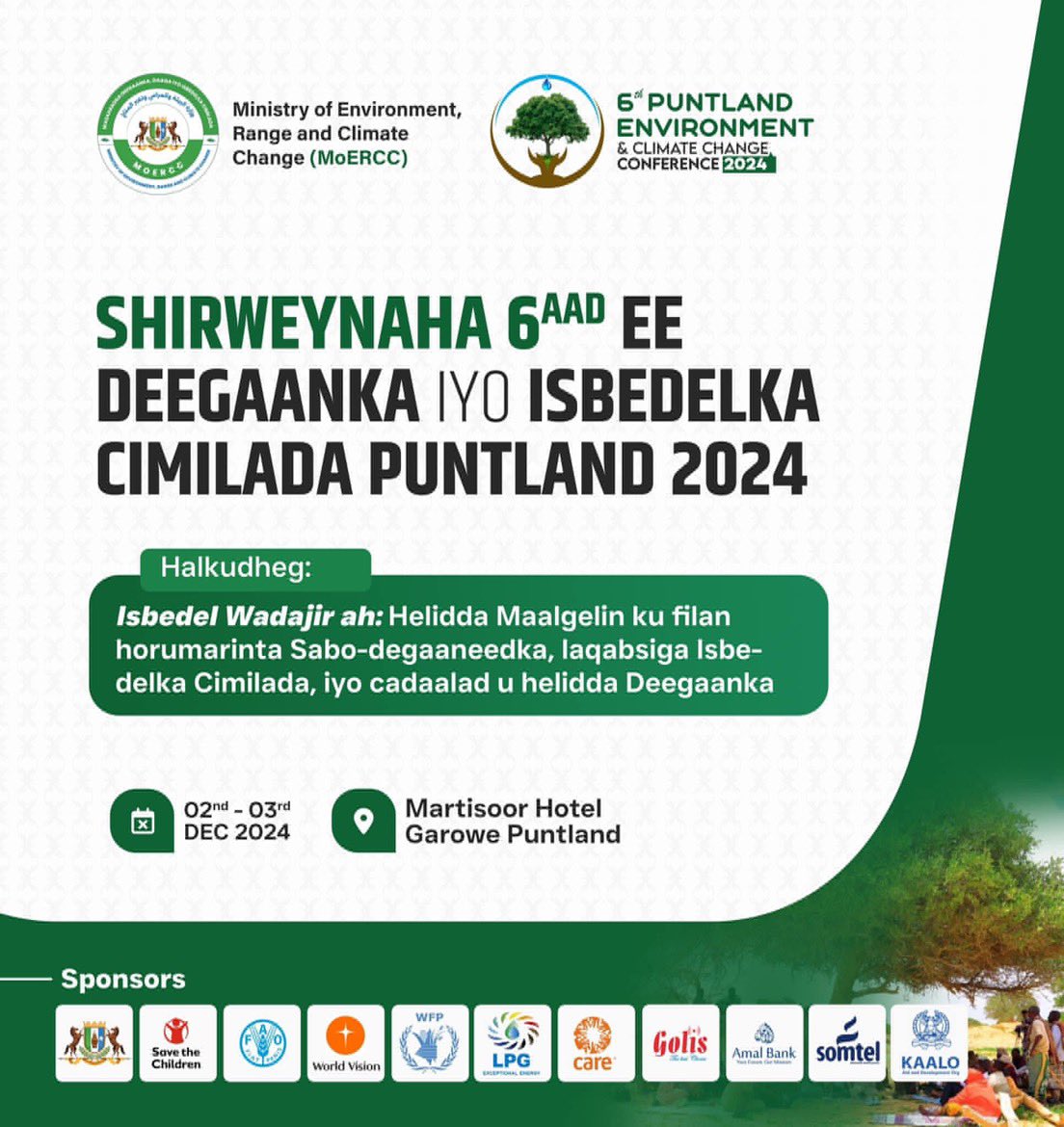 Yaxye_Bisle's tweet photo. Attended today the 6th #Puntland Environment and Climate Change Conference organized by @PLMOERCC. 

I commend the stewardship of the ministry in convening this conference and bringing together the different stakeholders to  address #climatechange.
#ClimateAction 
#ClimateJustice https://t.co/dbr6YXH45Q