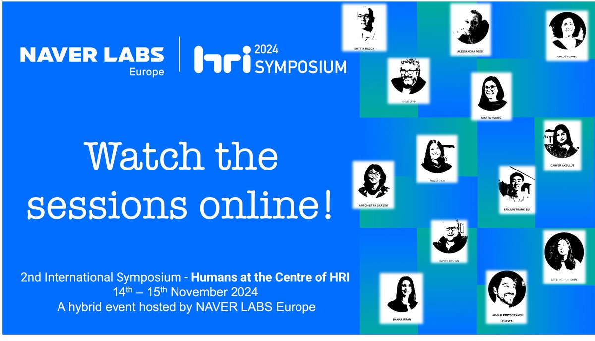 The blog by session chairs &amp; recordings of the #HRISymposium2024 sessions &amp; panels are online 🫢 !  
⏯️Via blog: tinyurl.com/bxnafvu4 
⏯️Straight to playlist: tinyurl.com/ykdfnchh 
#hri #robotics #AI #NLProc