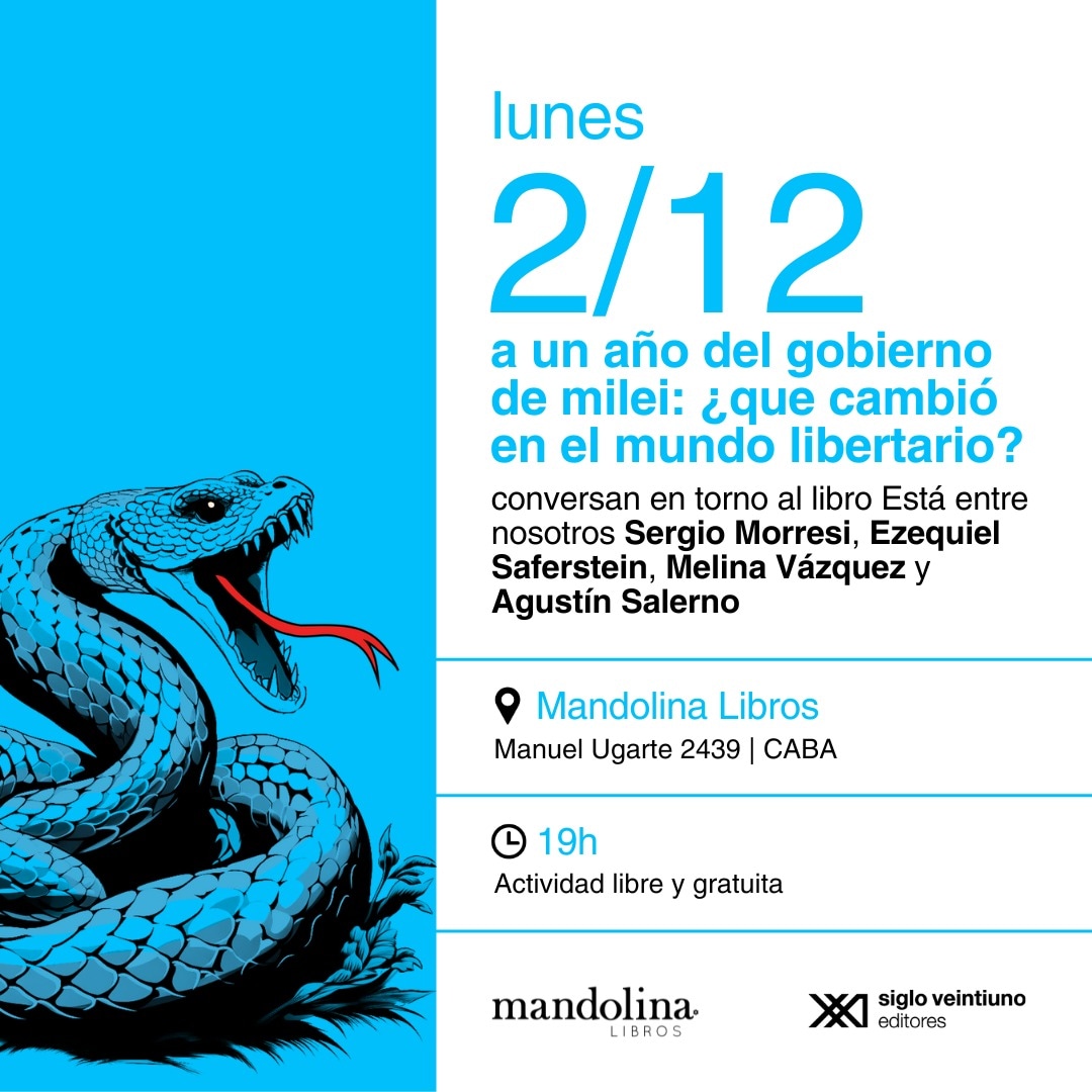 Mandolina Libros (@mandolinalibros) on Twitter photo ¡Hoy!
<a href="/kielosafers/">Ezequiel Saferstein</a> <a href="/vazquez_melina/">Melina Vazquez</a> y Sergio Morresi, autores de distintos capítulos de Está entre nosotros, conversan con Agustín Salerno.
¡Les esperamos!
<a href="/sigloxxiarg/">Siglo XXI Editores</a> ¡Hoy!
<a href="/kielosafers/">Ezequiel Saferstein</a> <a href="/vazquez_melina/">Melina Vazquez</a> y Sergio Morresi, autores de distintos capítulos de Está entre nosotros, conversan con Agustín Salerno.
¡Les esperamos!
<a href="/sigloxxiarg/">Siglo XXI Editores</a>
