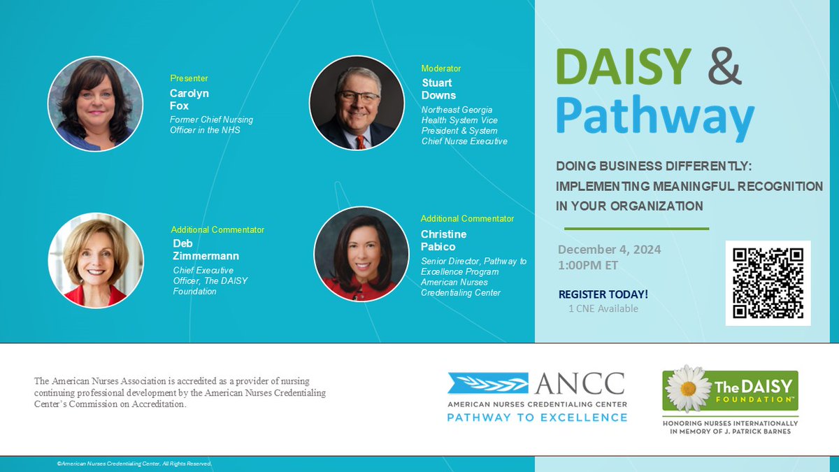 Pathway to Excellence® (@pathway_team) on Twitter photo Recognizing and rewarding the efforts of the healthcare workforce is essential for maintaining morale and motivation. Join Pathway & <a href="/DAISY4Nurses/">DAISY Foundation</a>
for our next #webinar bit.ly/Meaningful_Rec…
<a href="/AnaCindee/">Christine Pabico</a> <a href="/NHSfox1/">Carolyn Fox OBE 💙</a> <a href="/ANANursingWorld/">American Nurses Association</a> Recognizing and rewarding the efforts of the healthcare workforce is essential for maintaining morale and motivation. Join Pathway & <a href="/DAISY4Nurses/">DAISY Foundation</a>
for our next #webinar bit.ly/Meaningful_Rec…
<a href="/AnaCindee/">Christine Pabico</a> <a href="/NHSfox1/">Carolyn Fox OBE 💙</a> <a href="/ANANursingWorld/">American Nurses Association</a>
