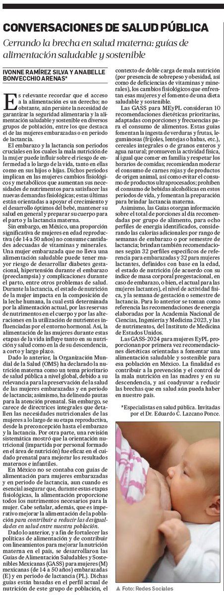 Eduardo Lazcano Ponce (@elazcanoponce) on Twitter photo Ivonne Ramírez <a href="/IvonneRamirezS/">Ivonne Ramirez Silva</a> y Anabelle Bonvecchio <a href="/abonvecchioa/">Anabelle Bonvecchio</a>, investigadoras del <a href="/1CINyS/">CINyS - INSP</a>, nos hablan de las nuevas "Guías de Alimentación Saludables y Sostenibles Mexicanas para mujeres mexicanas embarazadas y en periodo de lactancia"
lajornadamorelos.mx/opinion/conver… Ivonne Ramírez <a href="/IvonneRamirezS/">Ivonne Ramirez Silva</a> y Anabelle Bonvecchio <a href="/abonvecchioa/">Anabelle Bonvecchio</a>, investigadoras del <a href="/1CINyS/">CINyS - INSP</a>, nos hablan de las nuevas "Guías de Alimentación Saludables y Sostenibles Mexicanas para mujeres mexicanas embarazadas y en periodo de lactancia"
lajornadamorelos.mx/opinion/conver…