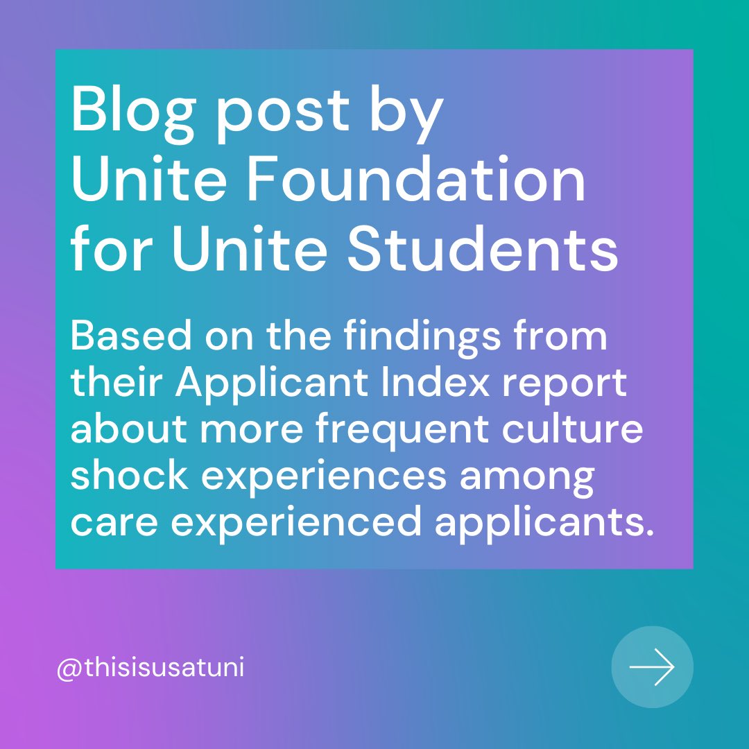 Unite Foundation Students (@thisisusatuni) on Twitter photo As care experienced and estranged students, we face more culture shock when starting university.
This was found in the recent Applicant Index report, done by <a href="/Unite_Student/">Unite Students</a>. And <a href="/ThisIsUniteFdn/">Unite Foundation</a> wrote a blog post on this topic, with our views as well 💜 As care experienced and estranged students, we face more culture shock when starting university.
This was found in the recent Applicant Index report, done by <a href="/Unite_Student/">Unite Students</a>. And <a href="/ThisIsUniteFdn/">Unite Foundation</a> wrote a blog post on this topic, with our views as well 💜