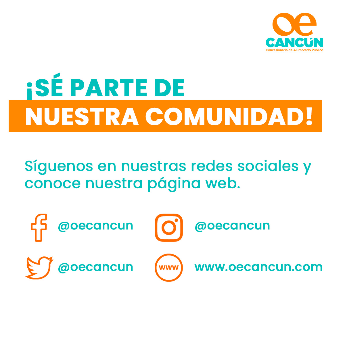 Síguenos en nuestras Redes Sociales y Mantente informado! 

#JuntosIluminandoCancún