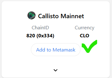 We are happy to announce that all Callisto DAO RPC add buttons on Chainlist.org are now working as intended!🔧 We have also removed invalid RPCs.⚙️