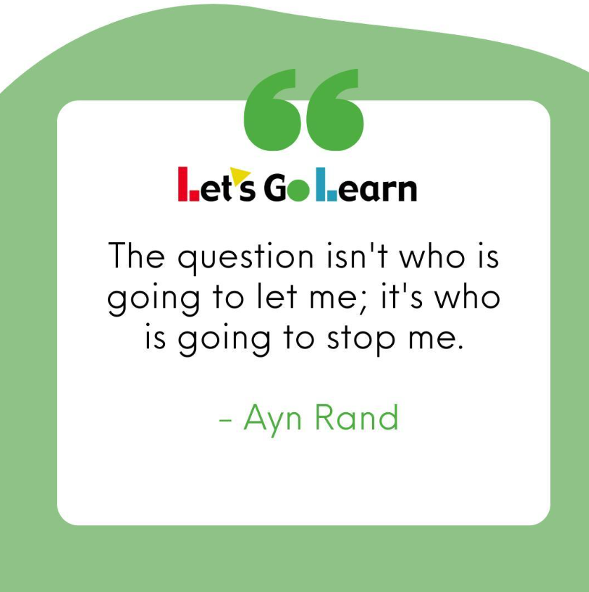 letsgolearn's tweet photo. What's stopping you from achieving your dreams? Ayn Rand reminds us that the power to learn and grow lies within us. β¨β¨
#NeverStopLearning #LetsGoLearnToday #education #motivation https://t.co/xJB7lFb32y