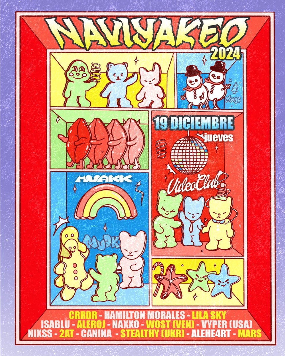 Bogotá 19 de diciembre 🧨🧨🧨
🍷🍪NAVIYAKEO🍪🍷Videoclub 

CRRDR - Lila Sky - Hamilton Morales - Wost y ++++

🎟️ Entradas 2X1 🎟️

coccoa.xyz/comprar/evento…