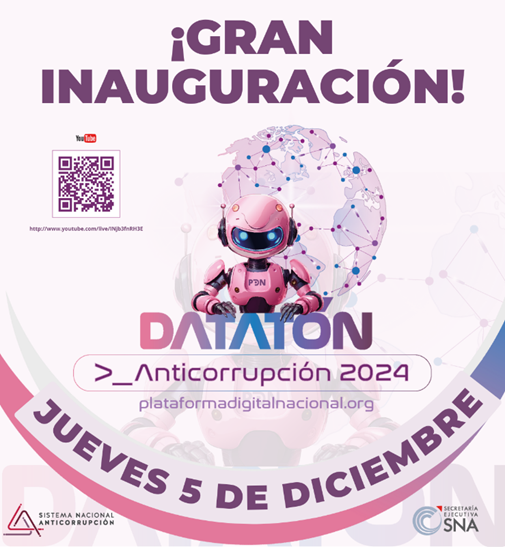 SESNAOficial's tweet photo. 📢 ¡Se acerca la fecha!
El jueves 5 de diciembre en punto de las 10:00 hrs. damos inicio al #DatatónAnticorrupción2024.

Participa en este emocionante reto y descubre los premios 🏅🏆 que pueden ganar los tres mejores proyectos.

Sigue las redes oficiales de la #SESNA para conocer los detalles de la #transmisión en vivo.

¡No te quedes fuera! Regístrate aquí 🔗:
https://t.co/UJLNt90H0t
#SNA #SESNA #PDN #InteligenciaAnticorrupción