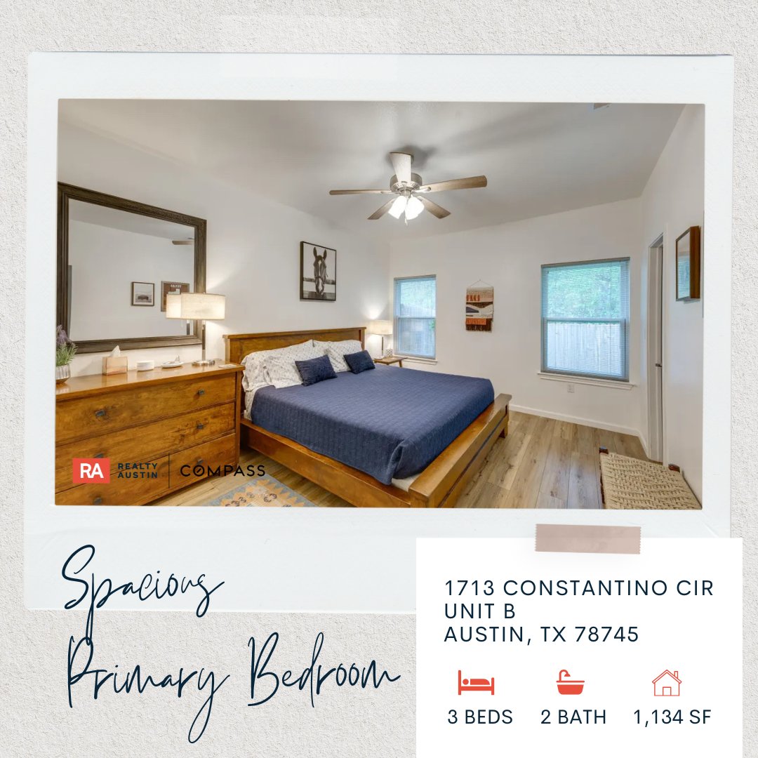 Charming South Austin duplex hashtag#ForLease! 1713 Constantino Cir Unit B Austin, TX 78745 has been beautifully updated and features 3 bedrooms, 2 bathrooms, and 1,134 sq ft. It is offered at $2500/month.

For additional information, please call/text 512-423-6782.