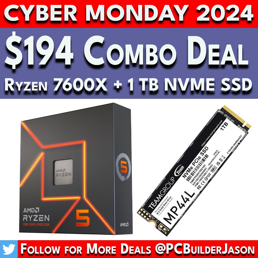PCBuilderJason's tweet image. DEAL➡️ howl.link/il5f82av6n5e2
affiliate

BACK IN STOCK!!! Insane Deal! You get the Ryzen 7600X FOR just $130 with the $64 1 TB NVME SSD. Spend the rest on a bigger GPU! Other combos have sold out, don't miss this one! At #Newegg #BlackFriday2024 #PCBuilder