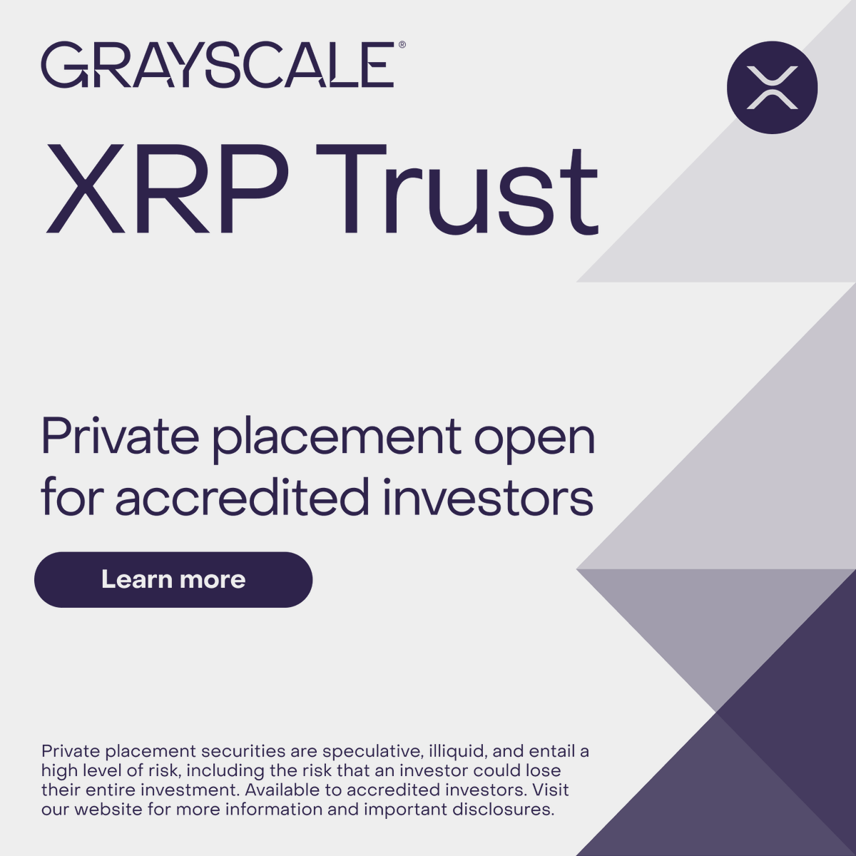 Grayscale XRP Trust is open to eligible accredited investors seeking  exposure to $XRP, which powers the XRP ledger, a distributed network used  for cross-border payments. Learn more about Grayscale XRP Trust, see