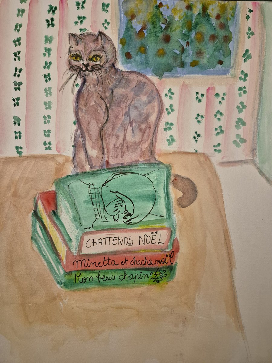 EdithFaraut's tweet photo. #02decembre 

Minetta a de la lecture, c'est un chat s#avent 😅🐺🎄🎄🎄

#chalendrier #catlendar #chaquarelle https://t.co/QAg9LkmqBH