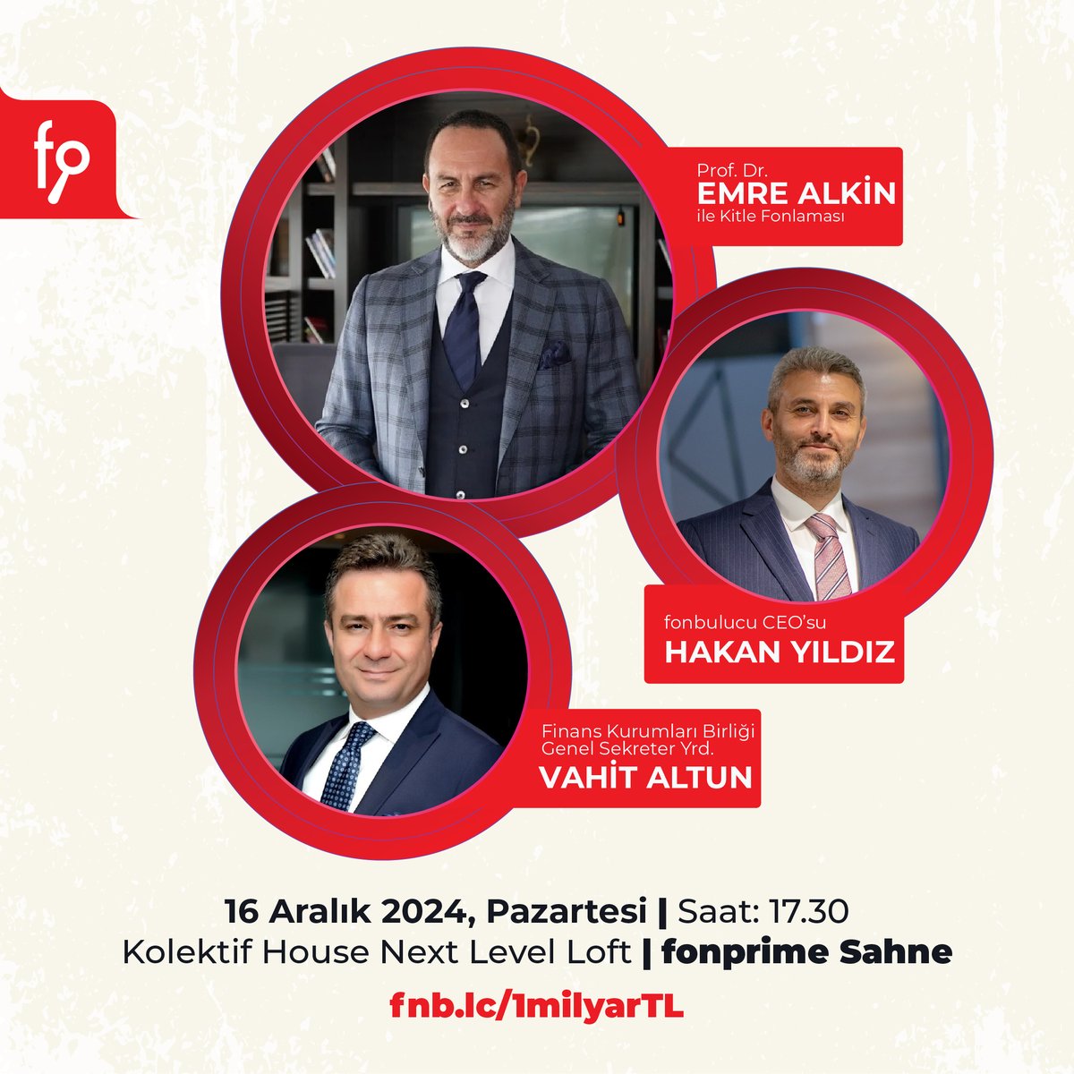 Cumhuriyetimizin 101. Yılında,
101 Girişime,
1.000.000.000 TL Fonlama,
Ekonomist-Yazar Prof. Dr. Emre Alkin'in de Kitle Fonlama Sistemi ile ilgili konuşma yapacağı etkinliğimizde siz değerli yatırımcılarımız, girişimcilerimiz ve destekçilerimiz ile bir araya gelmekten mutluluk