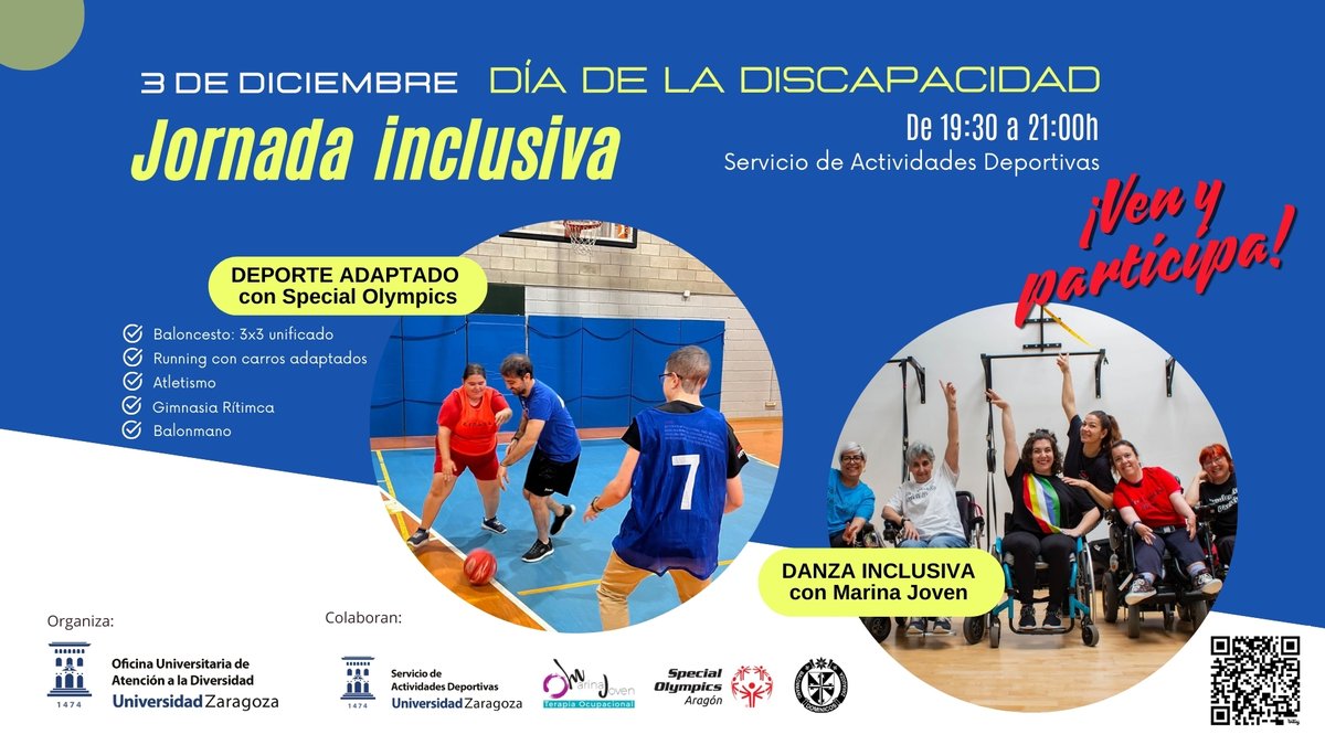 📣📣Atención estudiantes, deportistas, #GenteUnizar
El #3D hemos organizado una jornada para compartir con personas con #discapacidad junto a  <a href="/SpecialAragon/">SpecialOlympicsArago</a>, Marina Joven, <a href="/dominicosbm/">Balonmano Dominicos</a> y muchos más
¡Ven y participa!
19:30h Servicio Actividades Deportivas
Campus San Francisco