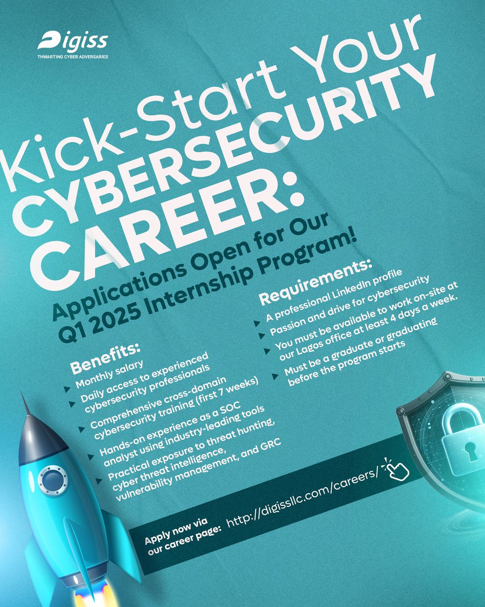 Applications for Q1 ‘25 cohort are now open. Don’t wait—applications will close as soon as we hit the 1,000th submission.

Internship duration: January 13th, 2025 - April 25th, 2025.
👉 Apply now: digissllc.com/careers/