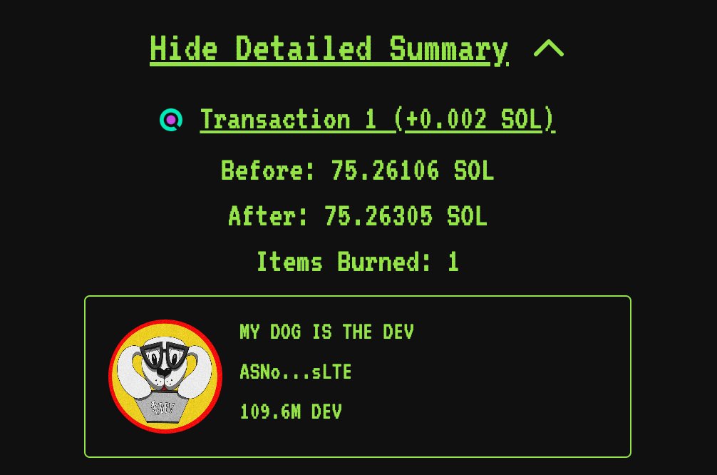 Burned 10.96% of $DEV supply