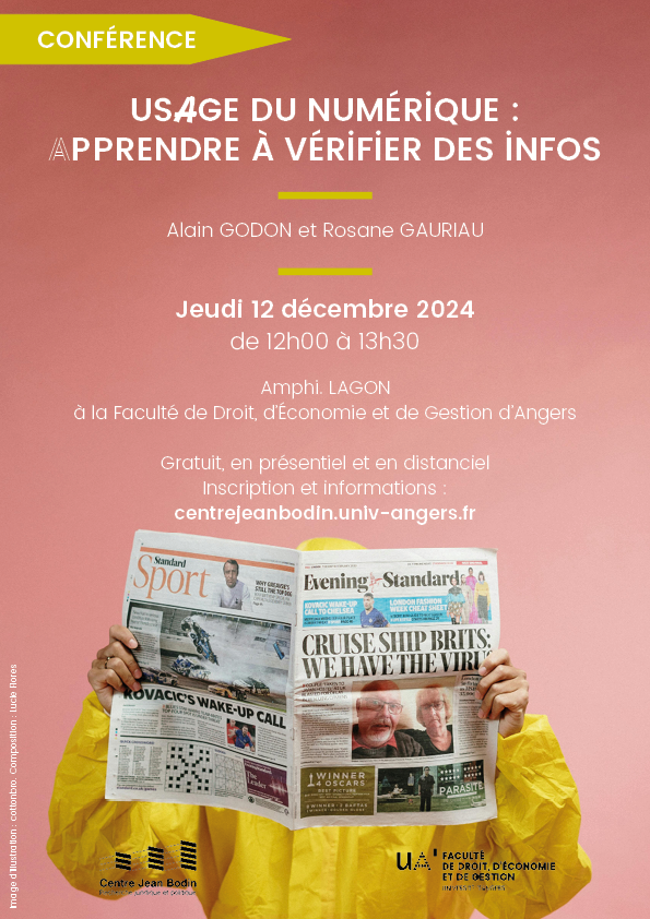 Centre Jean Bodin (@angerscjb) on Twitter photo ⏱️Encore 9 jours pour vous inscrire à la conférence "Usage du numérique : apprendre à vérifier des infos" de Alain Godon. Cette conférence, gratuite, est ouverte à tous. Infos et inscription sur le site du Centre Jean Bodin : centrejeanbodin.univ-angers.fr/fr/activites/m…
<a href="/RGauriau/">rosane gauriau</a> #infox ⏱️Encore 9 jours pour vous inscrire à la conférence "Usage du numérique : apprendre à vérifier des infos" de Alain Godon. Cette conférence, gratuite, est ouverte à tous. Infos et inscription sur le site du Centre Jean Bodin : centrejeanbodin.univ-angers.fr/fr/activites/m…
<a href="/RGauriau/">rosane gauriau</a> #infox