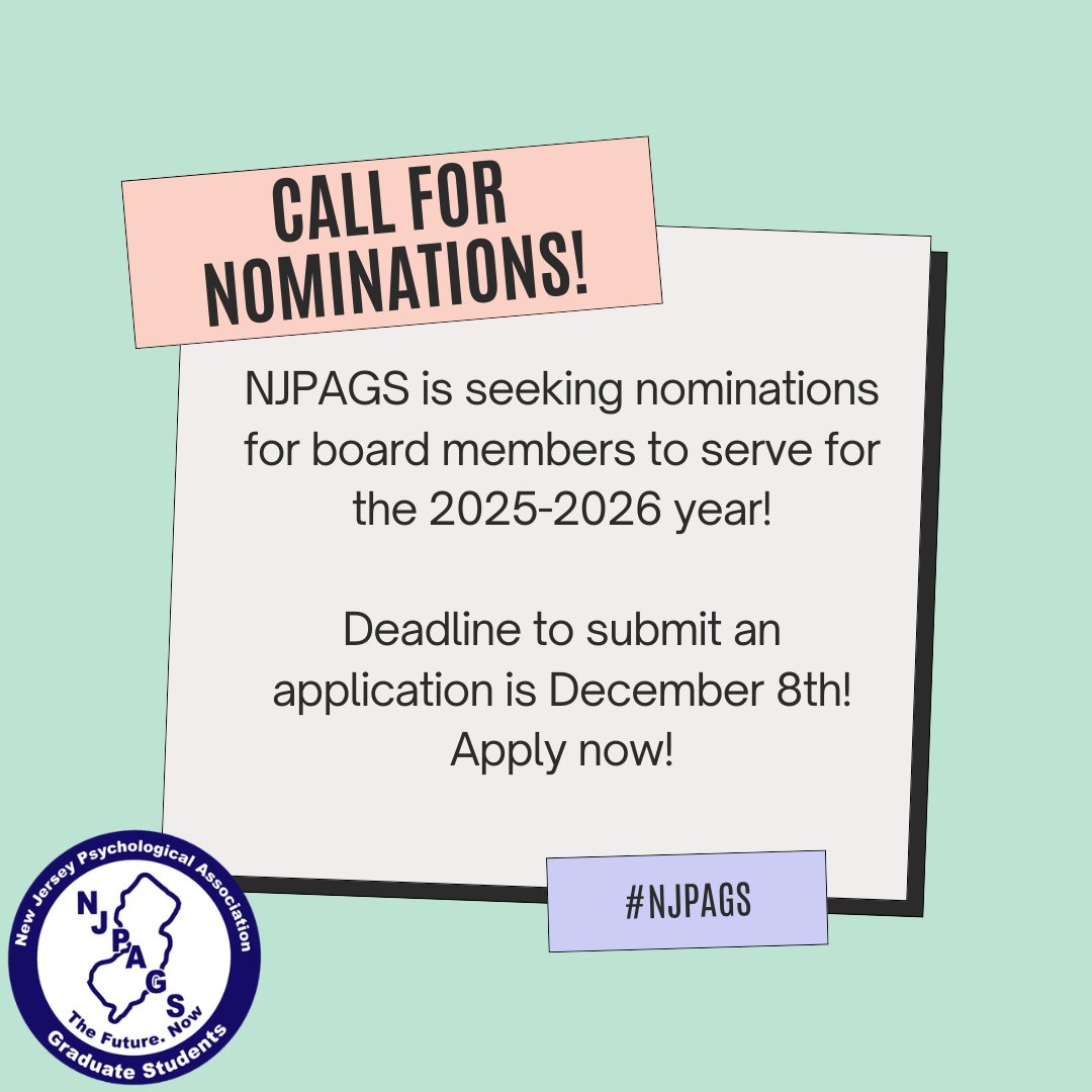 NJPAGS is soliciting nominations for next year's NJPAGS board!

Email President Mary Isaac at cargillm1@montclair.edu for the nomination form.

We look forward to welcoming new members to our team!
