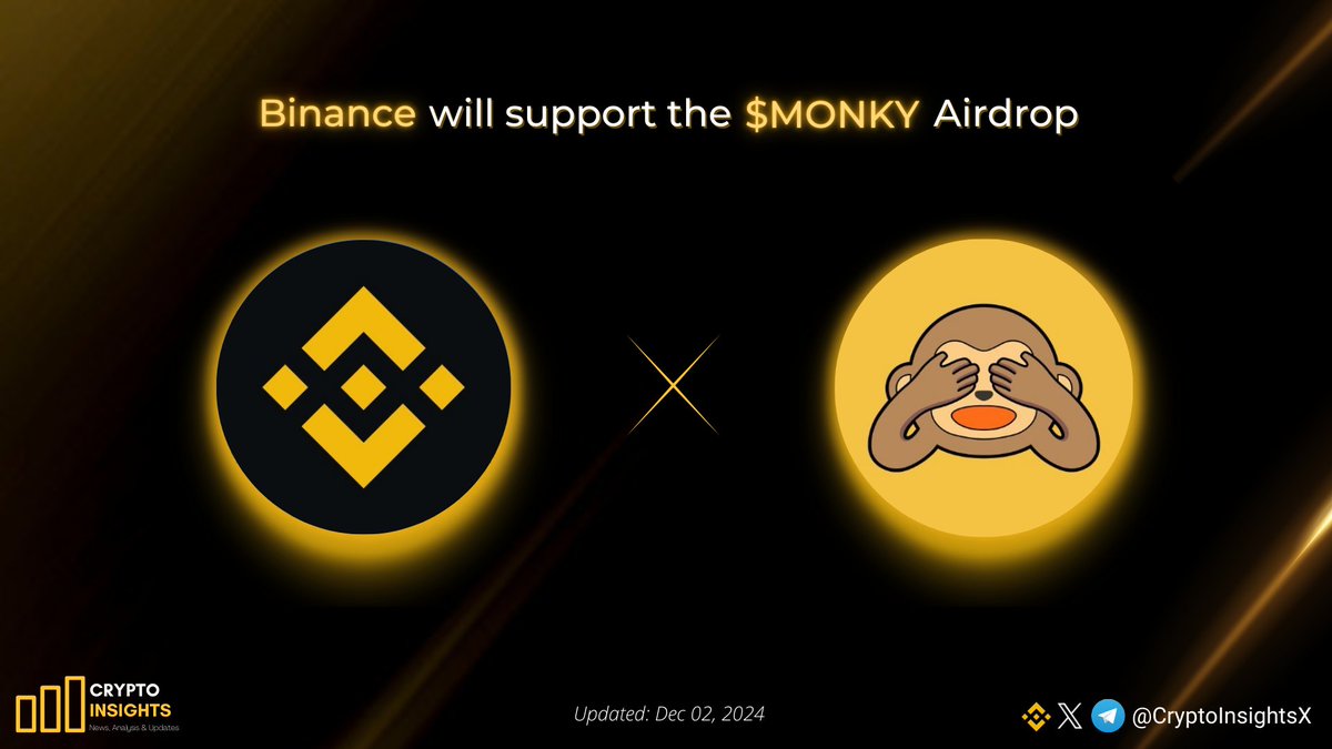 📢 @binance will support the $MONKY Airdrop for $FLOKI and $APE Holders  Wise Monkey ($MONKY), a memecoin inspired by the globally recognized “Three  Wise Monkeys” proverb: See No Evil, Hear No Evil,