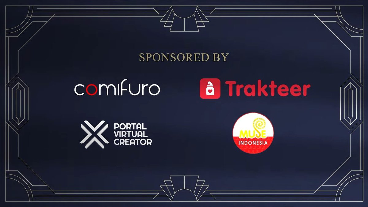 VtuberIDAwards's tweet photo. Terima kasih sebesar-besarnya kepada para pihak yang telah mendukung acara #VtuberIDAwards2024

@comifuro 
@trakteerID 
@muse_indonesia 
@portal_creator_ https://t.co/H9KjfmdXKe