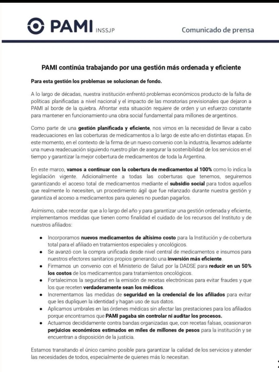 MBELENMALAISI's tweet photo. A LA CASTA OTRA VEZ, desde hoy, los jubilados y pensionados que forman parte de PAMI dejarán de ser beneficiarios de la cobertura del 100% en medicamentos. Esta medida, marca un nuevo ajuste a  quienes más beneficios deberían tener. "Nuestros Adultos Mayores" Mi  absoluto REPUDIO https://t.co/nAC1khjAvp