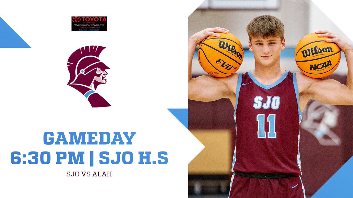 Let’s Go! Game 1 of 2024!
📍SJO HS
⏰6:30 PM
🏀 ALAH vs SJO (Toyota of Danville Classic)

See you there Spartan fans!