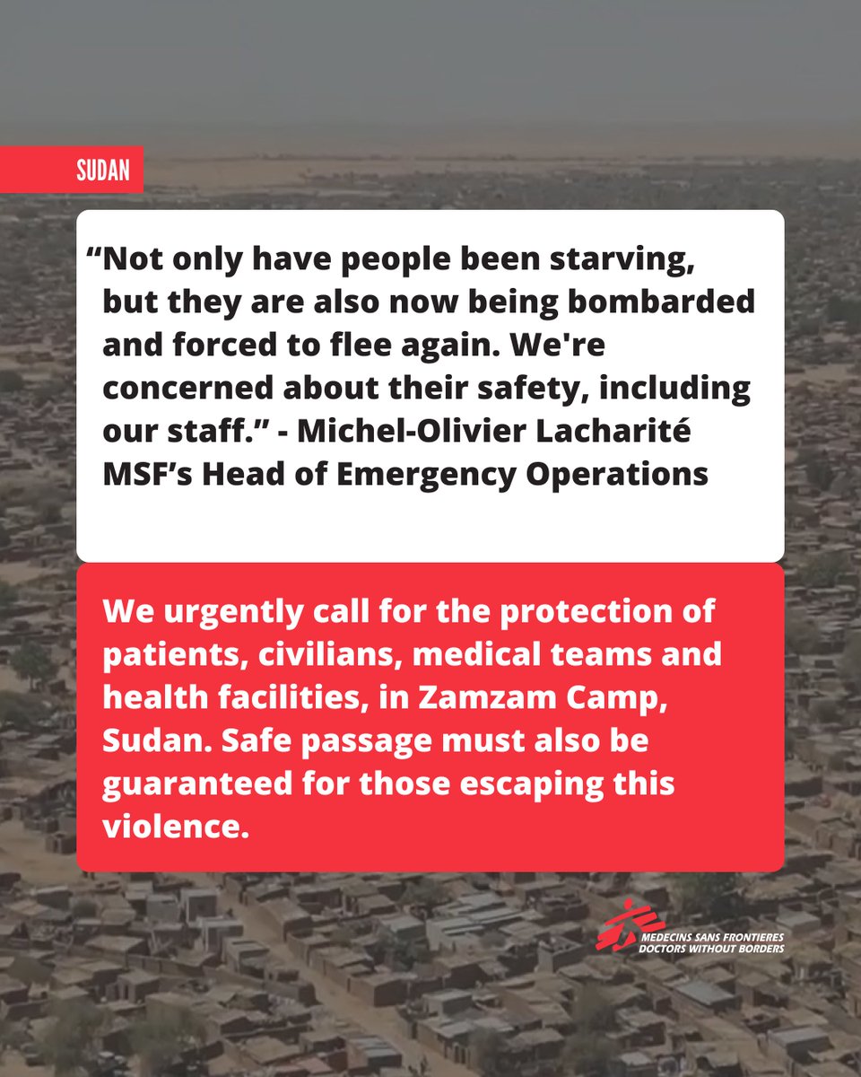 🚨Breaking news🚨 
#Sudan’s largest displacement site has been under attack with intense shelling by RSF since yesterday evening. The attack has created a living nightmare for the displaced people in Zamzam camp, with casualties, panic and mass displacement.