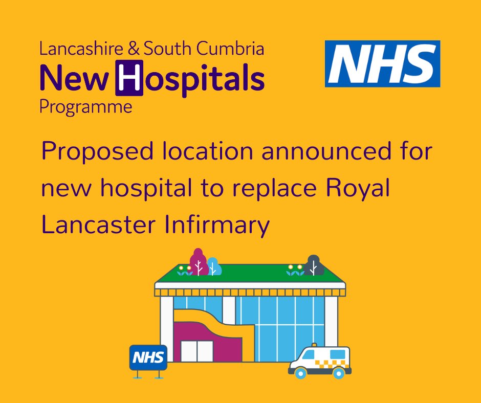 MorecambeBayNHSTrust (@uhmbt) on Twitter photo The NHS in Lancashire and South Cumbria can now reveal the proposed site for a brand new hospital to replace Royal Lancaster Infirmary.
Find out more: newhospitals.info/ProposedSites
<a href="/LSCICB/">Lancashire and South Cumbria ICB</a>
<a href="/NewHospitalsLSC/">New Hospitals Programme LSC</a> The NHS in Lancashire and South Cumbria can now reveal the proposed site for a brand new hospital to replace Royal Lancaster Infirmary.
Find out more: newhospitals.info/ProposedSites
<a href="/LSCICB/">Lancashire and South Cumbria ICB</a>
<a href="/NewHospitalsLSC/">New Hospitals Programme LSC</a>