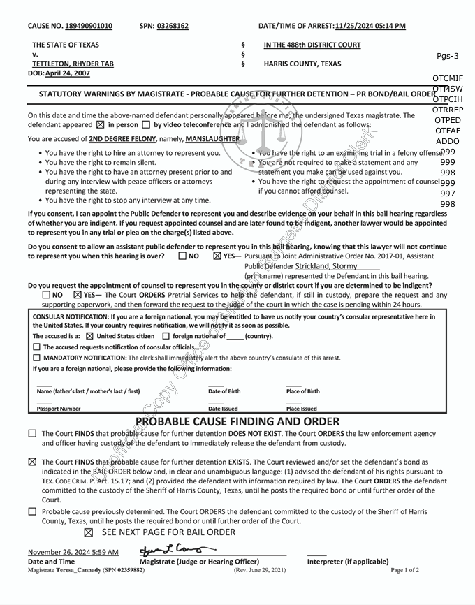 HeyDizzzy's tweet photo. #OnTheDocket for a Bond Review is 17yo #RhyderTettleton charged with Mansl@ughter of his 16yo brother #BTTettleton after Rhyder fired a 9 mm handgun at BT thinking it wasn't loaded but then tried to convince his friends who had been drinking in a barn with the brothers, to lie. https://t.co/yJnQlyuQcK