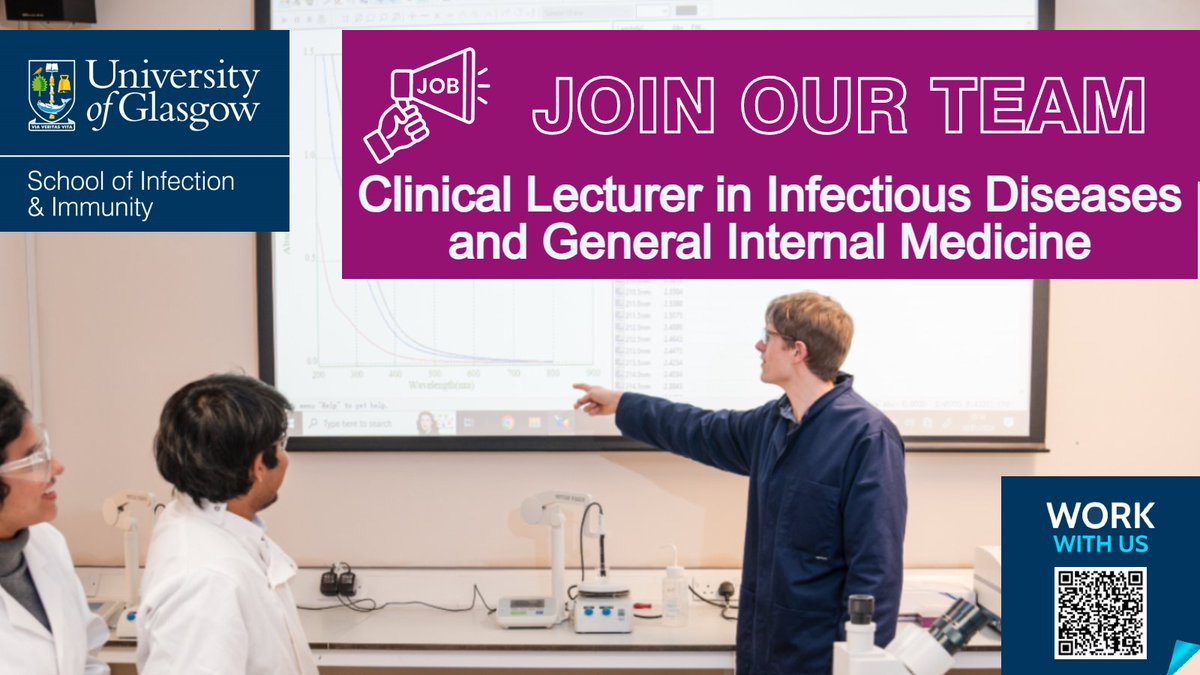 📌 WE ARE HIRING!

<a href="/UofGSii/">UofG Sii</a> is seeking to appoint a Clinical Lecturer in Infectious Diseases and General Internal Medicine.

⏺️ Vacancy Ref: 156959
 ⏳ Closing Date: 9 Dec 2024.
📧 Informal Enquiries: antonia.ho@glasgow.ac.uk

🖱️ More Info | How To Apply: jobs.ac.uk/job/DKI902/cli…
