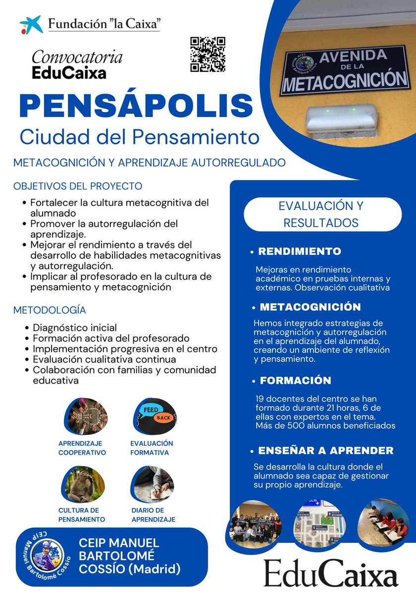 Hoy en Barcelona, nuestro colegio ha sido premiado en la Convocatoria EduCaixa por el proyecto Pensápolis, un ejemplo de transformación educativa basada en evidencias. 🌟👏 ¡Gracias a toda la comunidad educativa por hacerlo posible! 💡📚 #ConvocatoriaEducaixa <a href="/Educaixa/">EduCaixa</a>