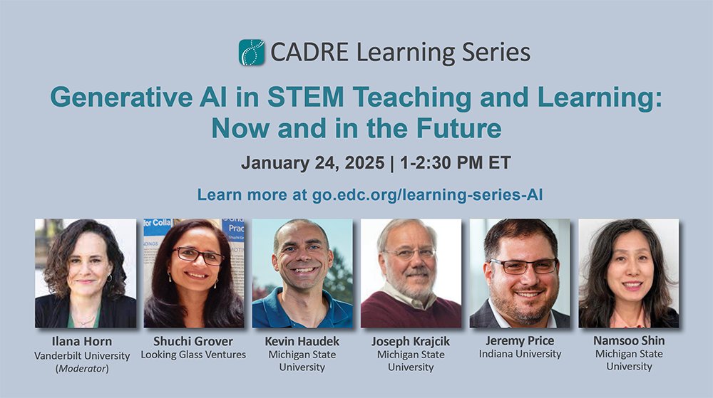 #ICYMI, our CADRE newsletter announces an upcoming webinar on generative AI in STEM teaching and learning, a new Spotlight on Games in STEM Education, and lots of opportunities and #NSFSTEM resources. Read it here: cadrek12.org/newsletters/no… #EdResearch #AI #Games #STEMEd