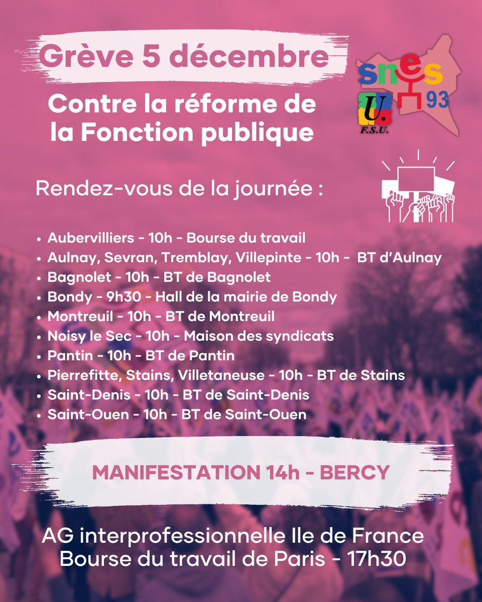 🔴 La Seine-Saint-Denis est prête à se soulever pour défendre le service public contre les attaques iniques du gouvernement, et de <a href="/guillaumekasba/">Guillaume Kasbarian</a> en tête. Décollage de la mobilisation dans J-3 : partout, pour tou•tes, nous nous mobiliserons et cela s’annonce historique 🚀✊🏻🔥
