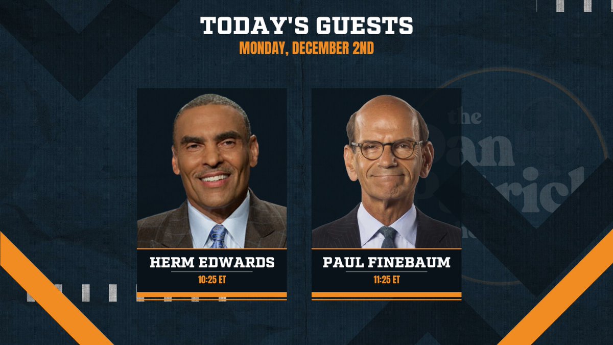 Dan Patrick Show (@dpshow) on Twitter photo Hope you had a great weekend!
On the show today:
-Herm Edwards (<a href="/HermEdwards/">Herm Edwards</a>)
-Paul Finebaum (<a href="/finebaum/">Paul Finebaum</a>)
☎️: 877-3DP-SHOW
✉️: DP@DanPatrick.com
📺: @Peacock
📻: iheart.com/live/fox-sport… Hope you had a great weekend!
On the show today:
-Herm Edwards (<a href="/HermEdwards/">Herm Edwards</a>)
-Paul Finebaum (<a href="/finebaum/">Paul Finebaum</a>)
☎️: 877-3DP-SHOW
✉️: DP@DanPatrick.com
📺: @Peacock
📻: iheart.com/live/fox-sport…