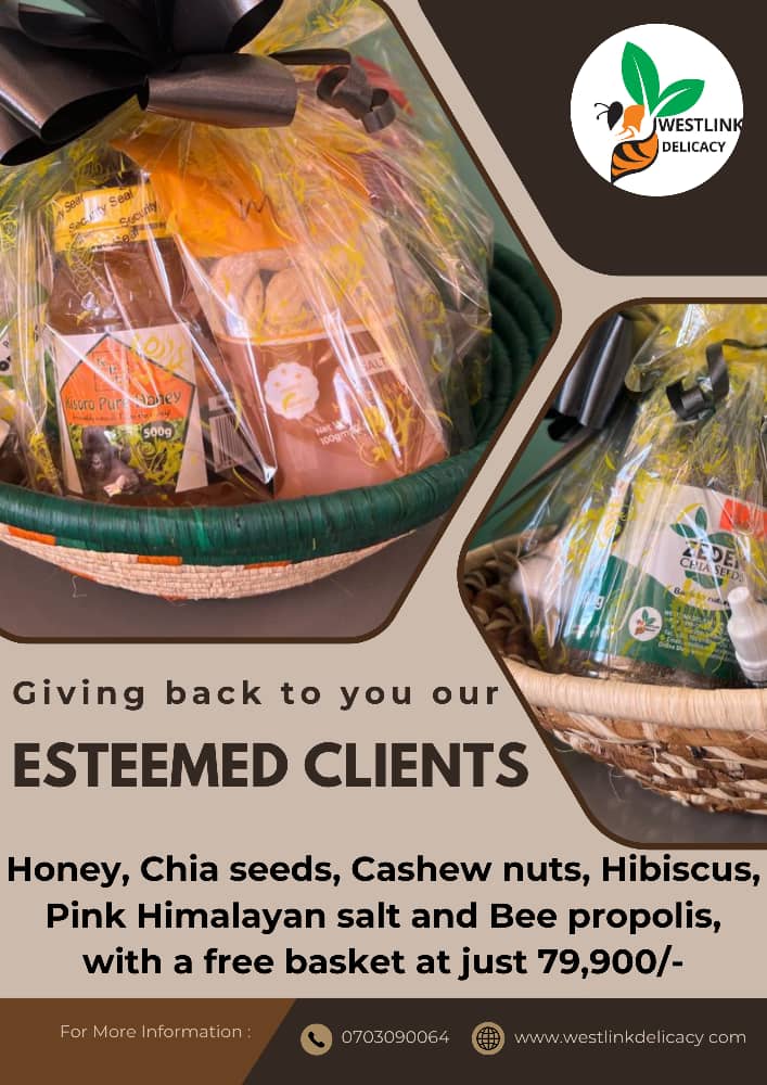 WestlinkD's tweet photo. 🪄💃🏽🤑DISCOUNTED PACK!!
 Get yourself or a loved one a pack of; Honey, Chia seeds, Cashew nuts, Hibiscus, Pink Himalayan Salt, Bee Propolis, with a bonus free Basket, all at only Ugx. 79,900

This offer is valid while stock lasts.
DM or WhatsApp/call 0703090064 
#healthproducts https://t.co/alamd7hatJ