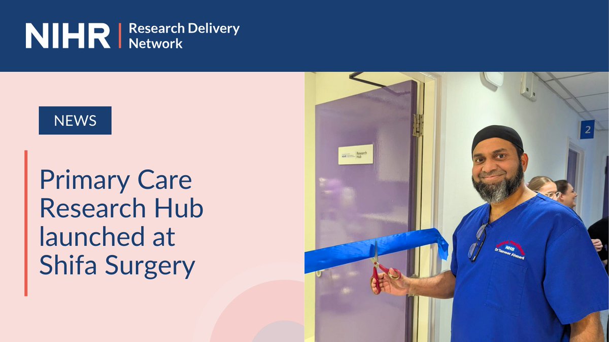 NIHR Research Delivery Network (@nihrrdn) on Twitter photo We're excited to announce the launch of our latest Primary Care Research Hub <a href="/SurgeryShifa/">Shifa Surgery</a> in Blackburn opened by GP Partner, Dr Tanveer Ahmed.
Building on their 2022 <a href="/rcgp/">Royal College of General Practitioners</a> and NIHR Practice of the Year award, this hub marks the next phase for this dedicated team. 🩺 We're excited to announce the launch of our latest Primary Care Research Hub <a href="/SurgeryShifa/">Shifa Surgery</a> in Blackburn opened by GP Partner, Dr Tanveer Ahmed.
Building on their 2022 <a href="/rcgp/">Royal College of General Practitioners</a> and NIHR Practice of the Year award, this hub marks the next phase for this dedicated team. 🩺