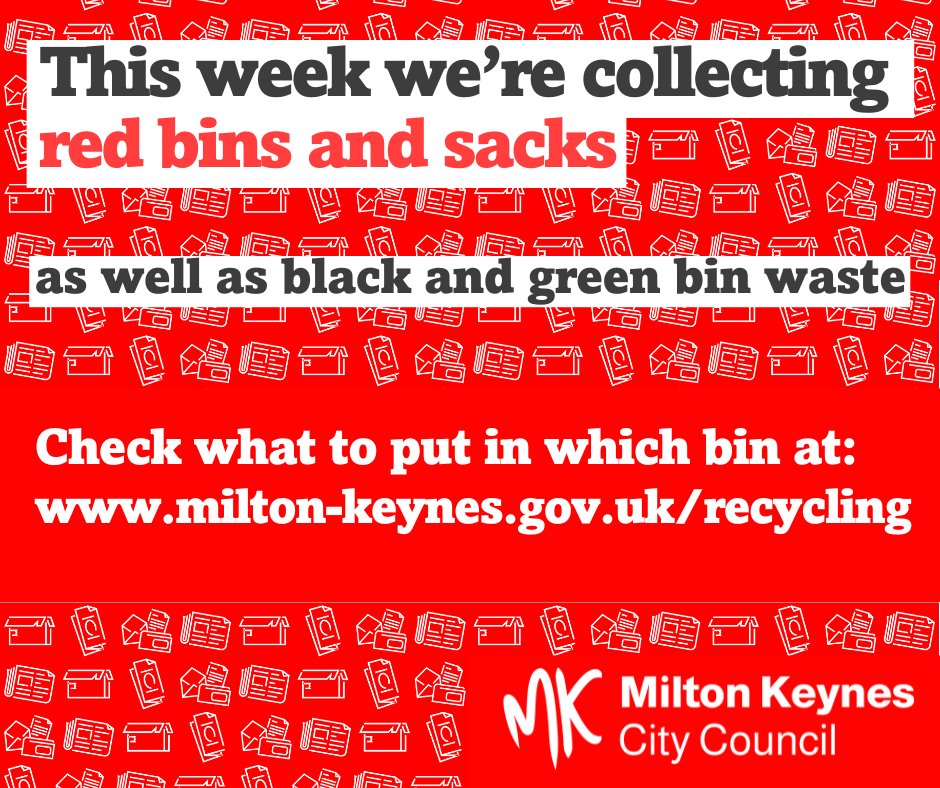 Just to confirm, as we’ve been asked by a few residents – this week we’re definitely collecting red bins and sacks.
