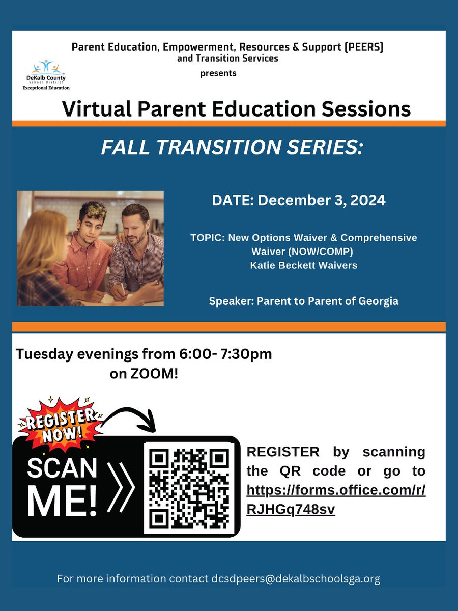 DeKalb Schools, GA (@dekalbschools) on Twitter photo 🌟 Join us TOMORROW for the <a href="/ExEdDeptDCSD/">Dekalb County Exceptional Education</a>'s Virtual Parent Education Session on NOW/COMP & Katie Beckett Waivers! 🌟
📅 TOMORROW, Tues., Dec. 3
🕕 6:00 - 7:30 PM
📲 Register now at bit.ly/3Y8R66l.
For more information, contact dcsdpeers@dekalbschoolsga.org. 🌟 Join us TOMORROW for the <a href="/ExEdDeptDCSD/">Dekalb County Exceptional Education</a>'s Virtual Parent Education Session on NOW/COMP & Katie Beckett Waivers! 🌟
📅 TOMORROW, Tues., Dec. 3
🕕 6:00 - 7:30 PM
📲 Register now at bit.ly/3Y8R66l.
For more information, contact dcsdpeers@dekalbschoolsga.org.