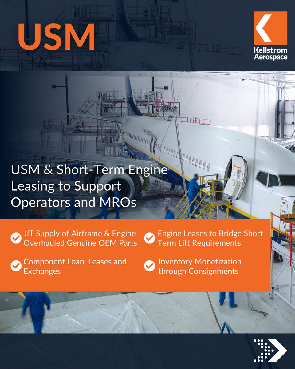 KellAero's tweet image. Visit our Lifecycle Solutions page to learn how we help our clients maximize their profits: bit.ly/413TUVq

#KellstromAerospaceGroup #OEMDistribution #USM #USMInventory #SurplusInventory #EngineTechnicalServices