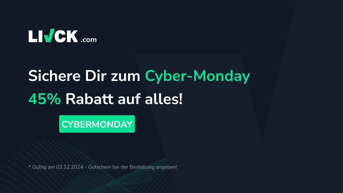 🚀 Cyber Monday mit 45% auf alle Lizenzen 🚀

Gib den Code CYBERMONDAY ein und sichere dir den permanenten Deal 😉

Permanente Überwachung, modernes Design &amp; einfaches Management – alles, was du brauchst! 🔥

👉 livck.com/r/cybermonday-…