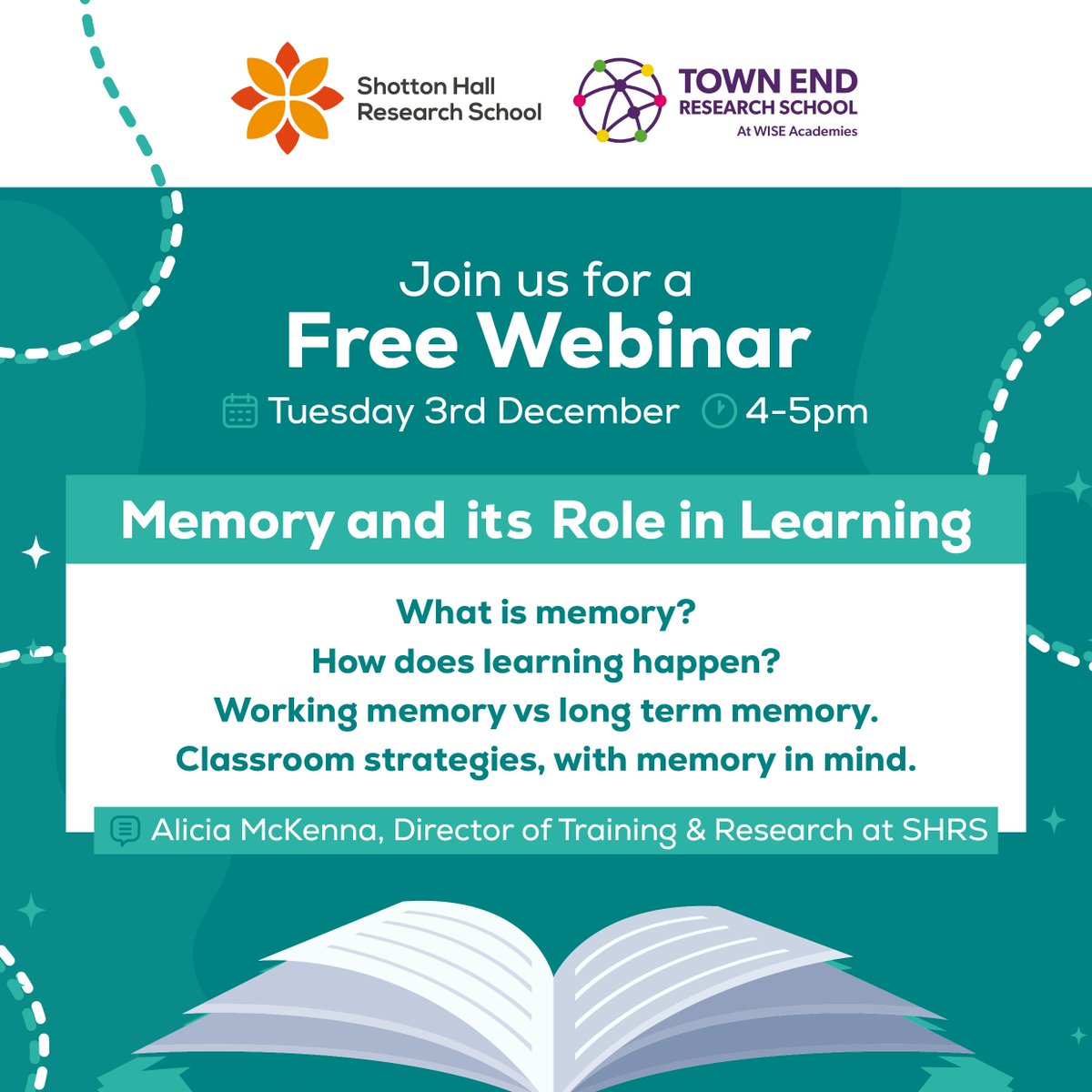 Shotton Hall Research School (@shottonresearch) on Twitter photo Curious about memory's role in learning? 🧠✨
Join us for a FREE twilight webinar with our Director of Training and Research, <a href="/AliciaMcKenna9/">Alicia McKenna</a>.
🗓️ Tuesday 3rd Dec 🕓 4-5pm
Sign up here: loom.ly/NmB5j3M
#makingresearchreal Curious about memory's role in learning? 🧠✨
Join us for a FREE twilight webinar with our Director of Training and Research, <a href="/AliciaMcKenna9/">Alicia McKenna</a>.
🗓️ Tuesday 3rd Dec 🕓 4-5pm
Sign up here: loom.ly/NmB5j3M
#makingresearchreal