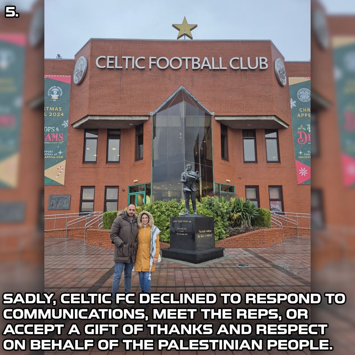 Lajee Celtic (@lajeeceltic) on Twitter photo Unfortunately, despite several attempts and avenues, <a href="/CelticFC/">Celtic Football Club</a> declined to respond to, meet with, or accept a gift of thanks and respect on behalf of the Palestinian people. Unfortunately, despite several attempts and avenues, <a href="/CelticFC/">Celtic Football Club</a> declined to respond to, meet with, or accept a gift of thanks and respect on behalf of the Palestinian people.