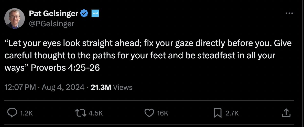 Luke Goldstein (@lukewgoldstein) on Twitter photo My favorite Gelsinger moment is when he dropped a bible verse right after Intel pocketed $8 billion in govn subsidies from chips and laid off 15,000 workers My favorite Gelsinger moment is when he dropped a bible verse right after Intel pocketed $8 billion in govn subsidies from chips and laid off 15,000 workers
