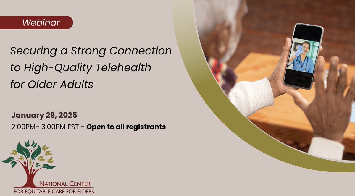 Join us for our webinar on advancing #telehealth practices to better serve community-dwelling older adults--drawing on the work of the Collaborative for Telehealth &amp; #Aging. ece.hsdm.harvard.edu/event/securing…