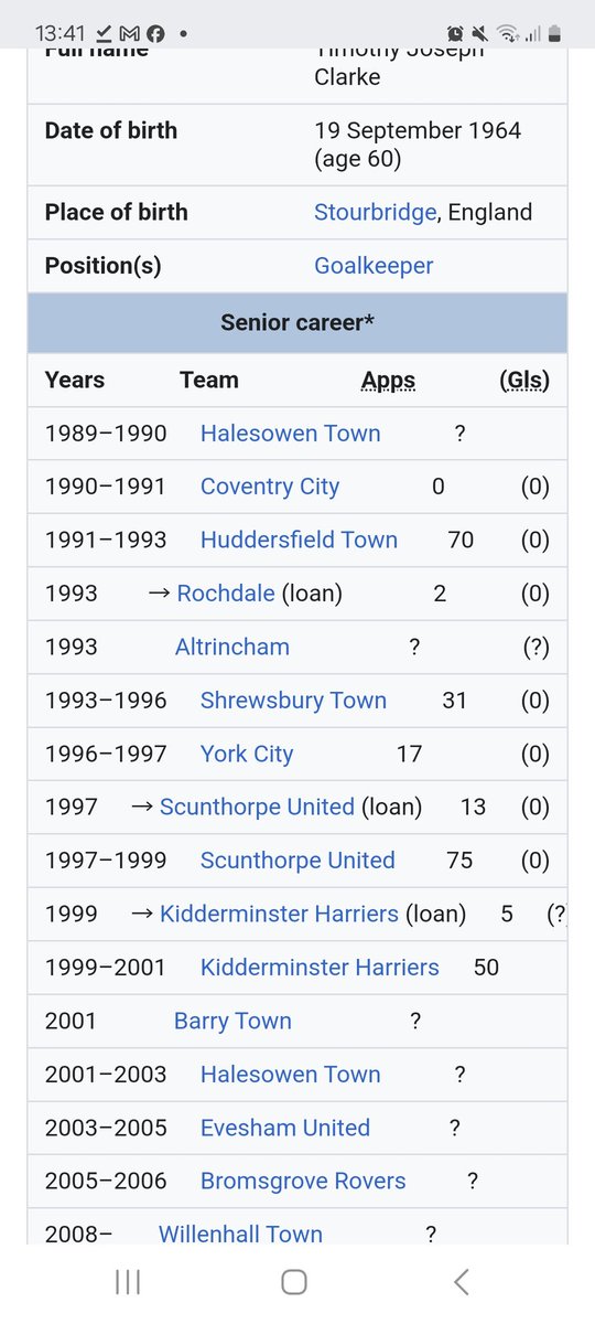 Random appeal: does anyone know the whereabouts of former goalkeeper Tim Clarke? He's wanted by his old <a href="/khfcofficial/">Kidderminster Harriers 🦅</a>  team-mates for a reunion. Please RT <a href="/halesowentownfc/">Halesowen Town FC</a> <a href="/shrewsburytown/">Shrewsbury Town FC</a> <a href="/htafc/">Huddersfield Town</a> <a href="/SUFCOfficial/">Scunthorpe United FC</a>
