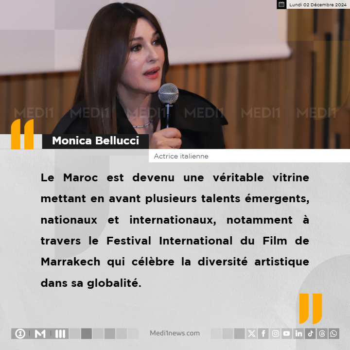 Medi1TV's tweet photo. Le #Maroc s’impose aujourd'hui comme une destination privilégiée pour les grandes productions cinématographiques internationales, a affirmé la célèbre actrice italienne Monica Bellucci.
#FIFM2024
Plus de détails : https://t.co/y1SNKdiuVw https://t.co/7jM9UNJiSl