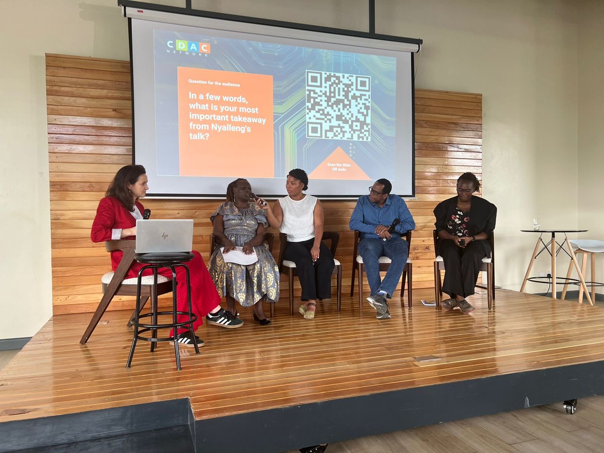 CDAC Network (@cdacn) on Twitter photo "We need data policies that are more inclusive. We should support initiatives that bring people affected by crisis to the table - that is how we can ensure their voices is heard & are co-creators."
@angelineAkai, <a href="/Data4SDGs/">Global Partnership</a> Data Values Advocate at #CDAC2024 Public Forum. "We need data policies that are more inclusive. We should support initiatives that bring people affected by crisis to the table - that is how we can ensure their voices is heard & are co-creators."
@angelineAkai, <a href="/Data4SDGs/">Global Partnership</a> Data Values Advocate at #CDAC2024 Public Forum.